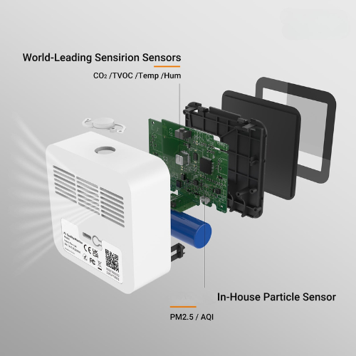 M10+ Air Quality Monitor – 6-in-1 CO2, PM2.5, VOC Detector with App Connectivity for Home and Office