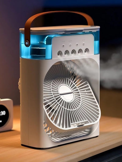 Portable Mini Ice Misting Fan - White – USB Rechargeable Handheld Cooling Fan with Water Spray for Outdoor, Travel, and Desk Use