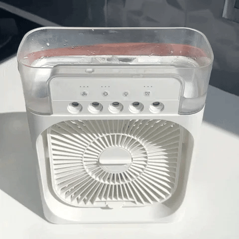 Portable Mini Ice Misting Fan - White – USB Rechargeable Handheld Cooling Fan with Water Spray for Outdoor, Travel, and Desk Use