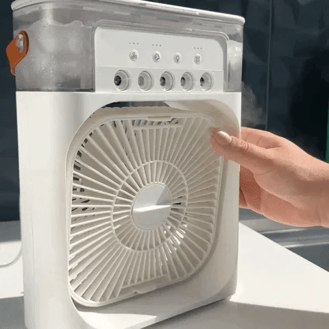 Portable Mini Ice Misting Fan - White – USB Rechargeable Handheld Cooling Fan with Water Spray for Outdoor, Travel, and Desk Use