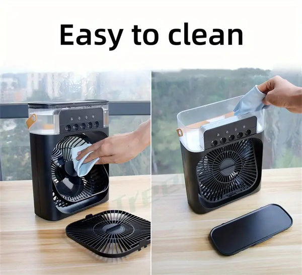 Portable Mini Ice Misting Fan - White – USB Rechargeable Handheld Cooling Fan with Water Spray for Outdoor, Travel, and Desk Use