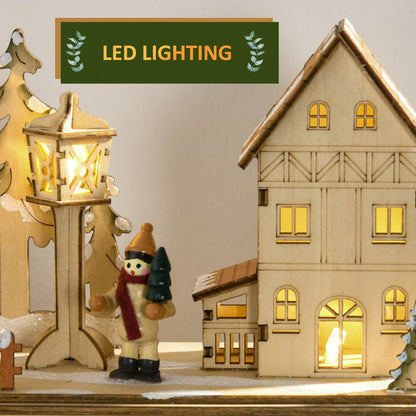 Christmas Advent Calendar, Light Up Wooden Holiday Decoration With 24 Countdown Drawers And LED Lights For Kids And Adults, Battery Operated, Natural