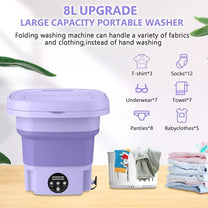 8L Compact Foldable Mini Washing Machine with Spin Dryer – Ideal for Socks, Underwear & Delicates